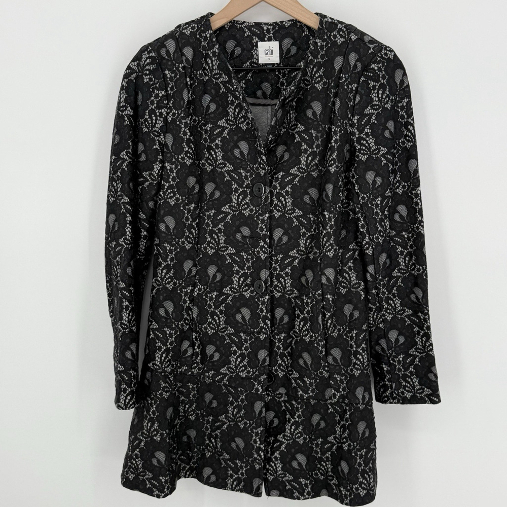 Cabi Blazer Size Small Style #3316 Lace Overlay Cotton Blend Jacket Pockets